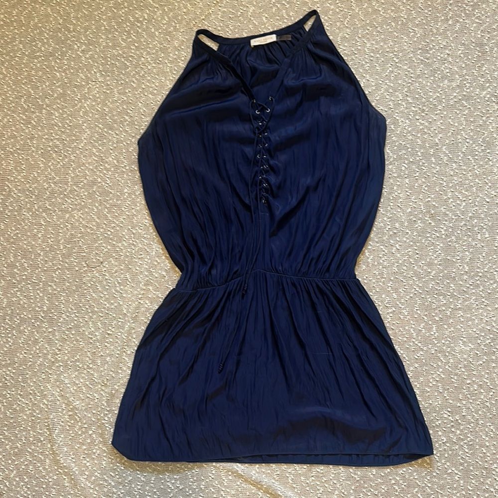 RAMY BROOK Navy Halter Dress with Lace-Up Front Alexandra Emilia MEDIUM - Picture 4 of 12